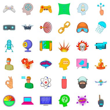 Ağ Icons set, karikatür tarzı