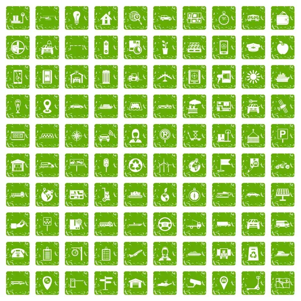 100 hareket simgeleri grunge yeşil ayarla