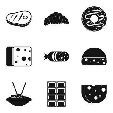 Lezzetli burger Icons set, basit tarzı