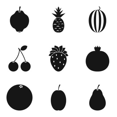 Tatlı Icons set, basit tarzı doldurma