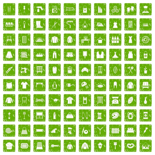 100 iğne işi simgeler grunge yeşil ayarla