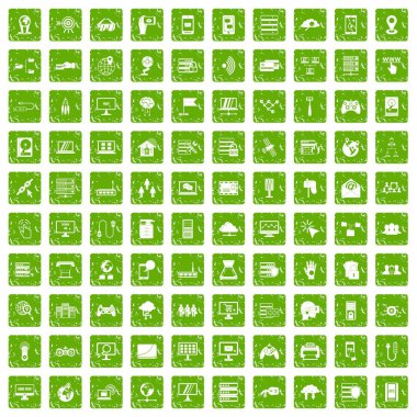 Yeşil grunge 100 ağ Icons set