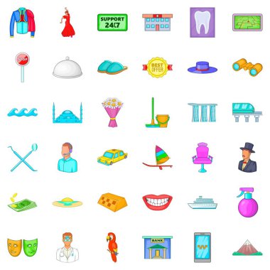 Destek Icons set, karikatür tarzı