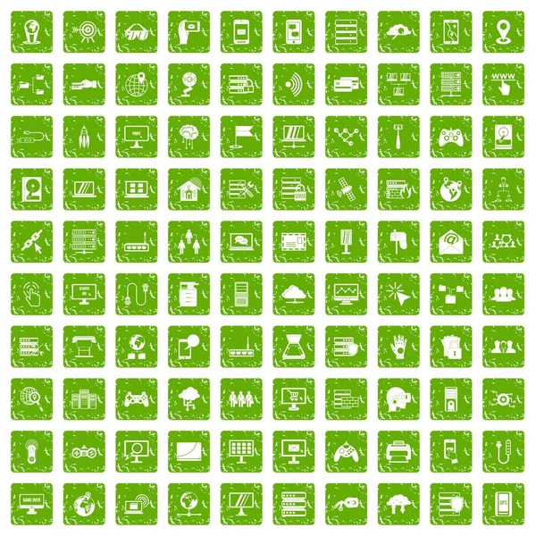 Yeşil grunge 100 ağ Icons set