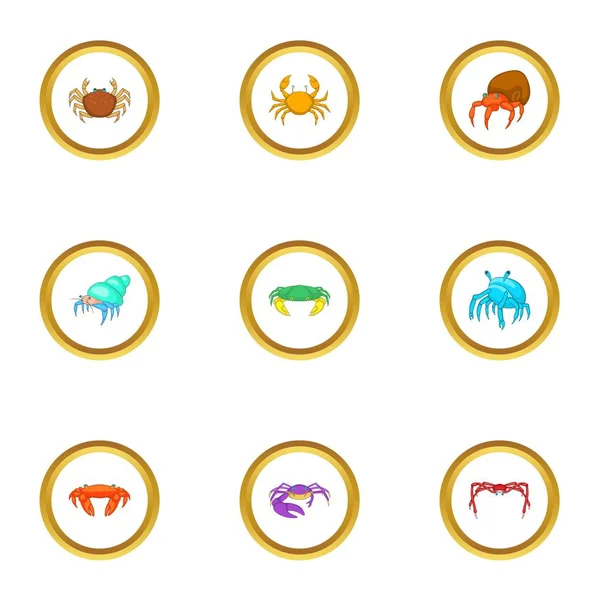 Conjunto de iconos de vida silvestre de playa, estilo de dibujos animados — Vector de stock
