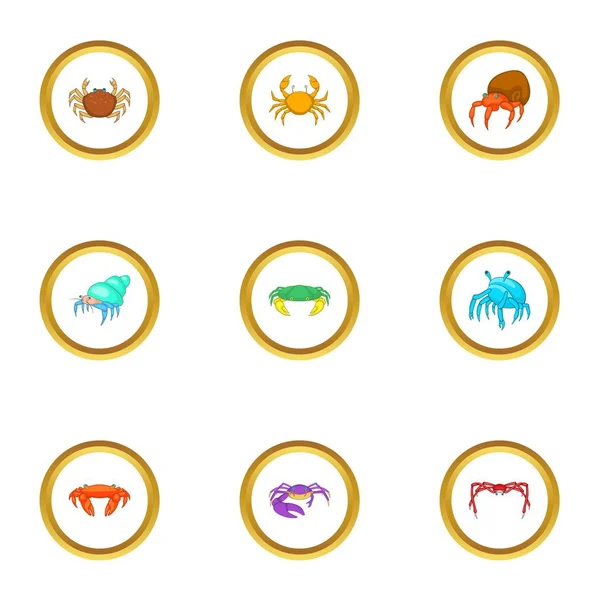 Beach yaban hayatı Icons set, karikatür tarzı