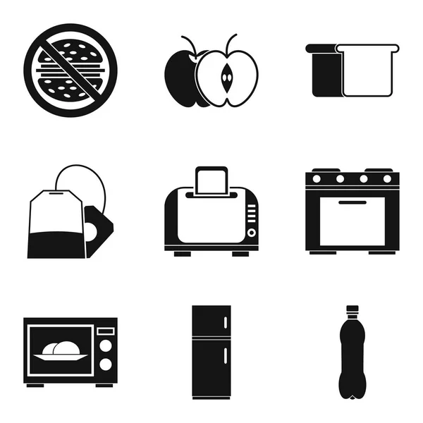 Ikonen-Set für den Küchenofen, einfacher Stil — Stockvektor