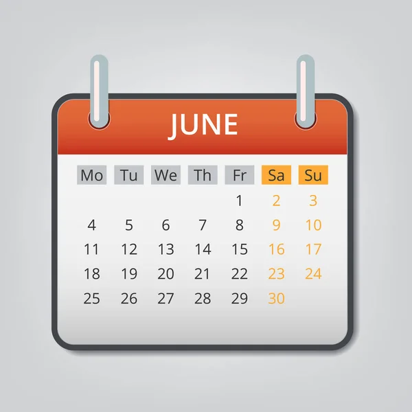 Июнь 2018 концепция фона календаря, стиль мультфильма — стоковый вектор