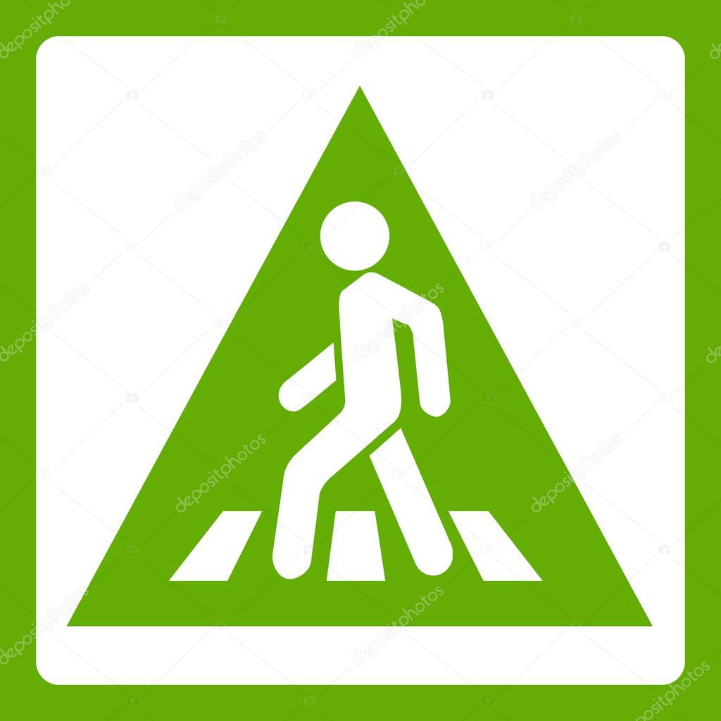 Pedestrian road sign icon green