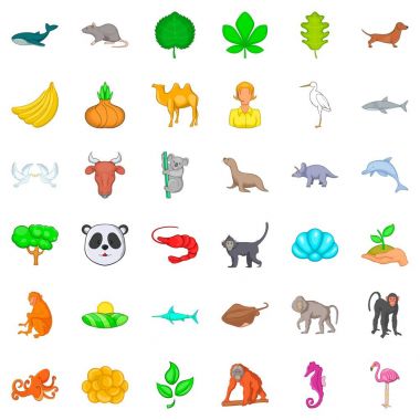 Yaşam Icons set, karikatür tarzı