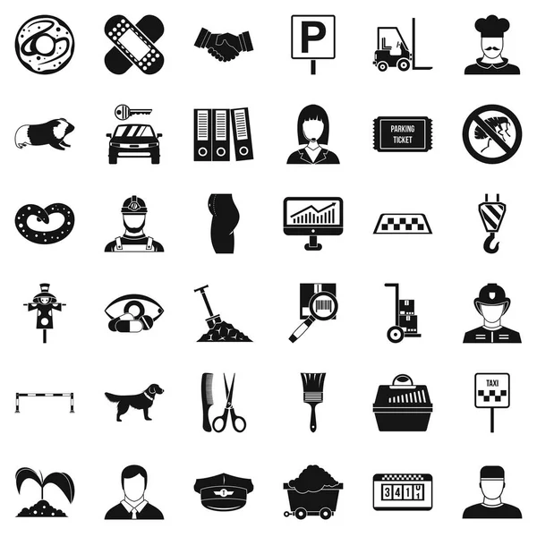 Conjunto de ícones de trabalho favorito, estilo simle — Vetor de Stock
