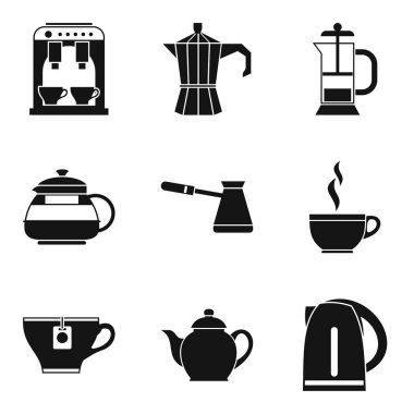 Çay süt Icons set, basit tarzı ile