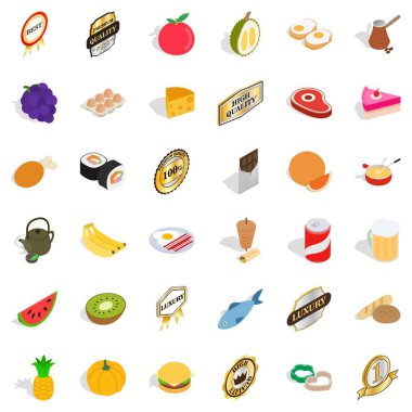 Sigorta primi Icons set, izometrik stili