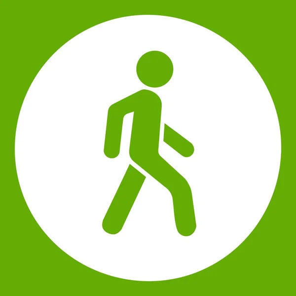 Peatones solo señal de tráfico icono verde — Vector de stock