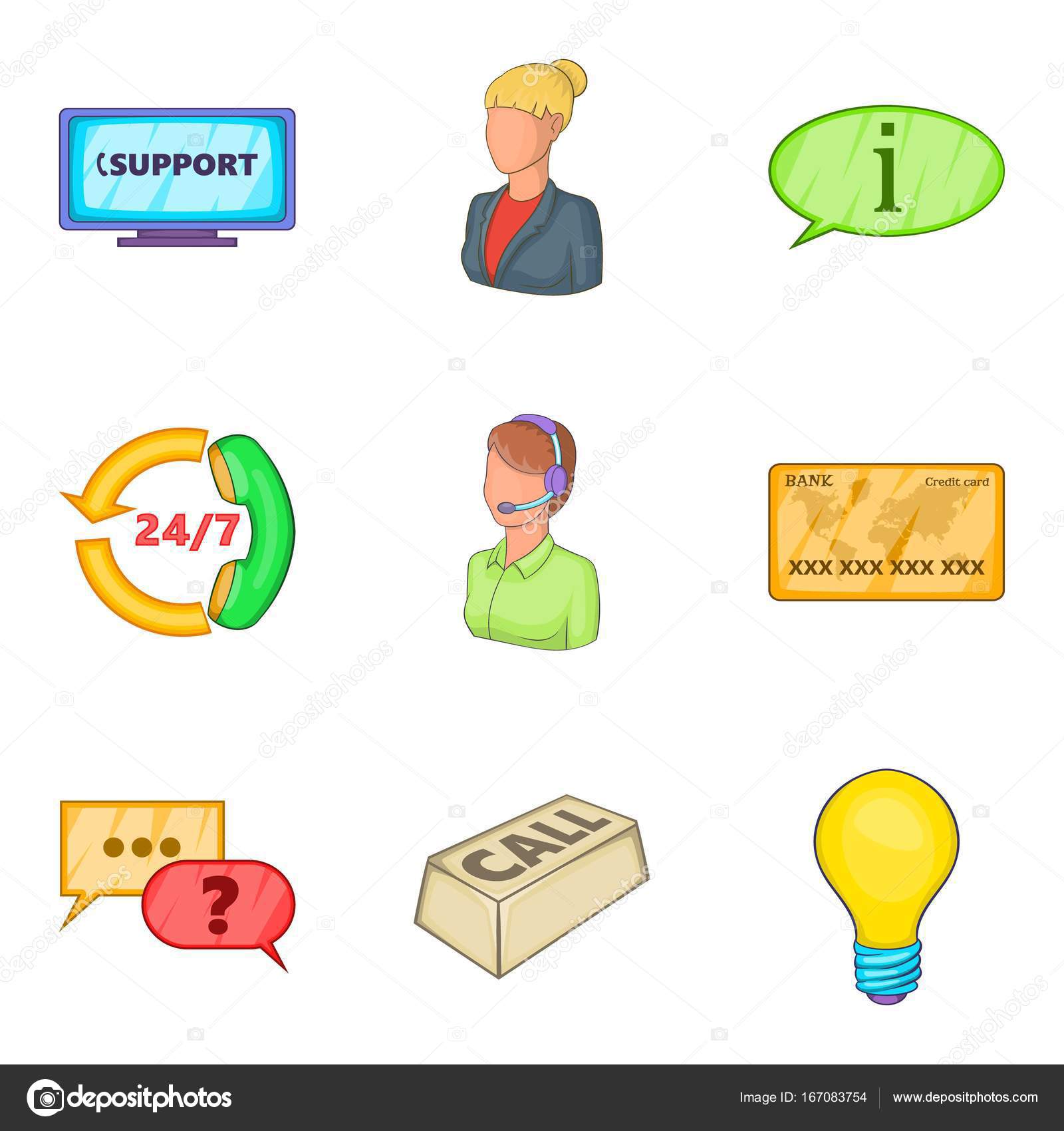 Help Desk Cartoon Help Desk Icons Set Cartoon Style Stock