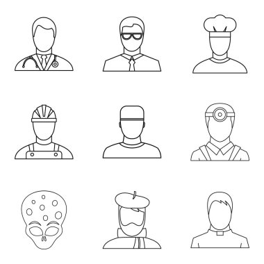 Meslek Icons set, anahat stili