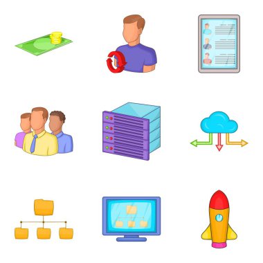 Kişisel dosyalarınızı Icons set, karikatür tarzı depolanmasını