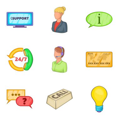 Yardım Danışma Icons set, karikatür tarzı