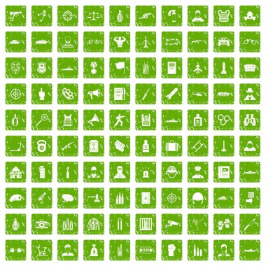 100 memur simgeler grunge yeşil ayarla