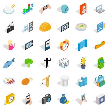 Beton Icons set, izometrik stili