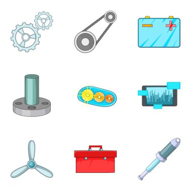 Uçak motoru simgeler ayarla, tarzı çizgi film