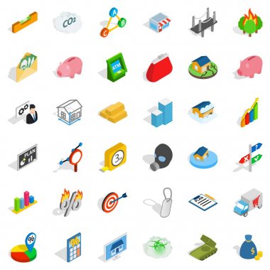 Simgeler iletişim ayarla, izometrik stili