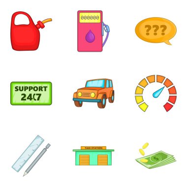 Araba sahibi Icons set, karikatür tarzı