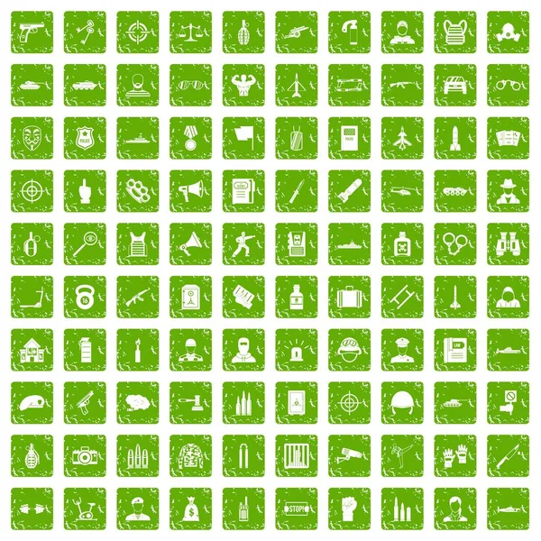 100 memur simgeler grunge yeşil ayarla