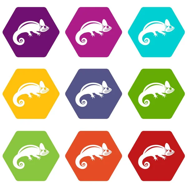 Renk altı yüzlü bukalemun Icon set