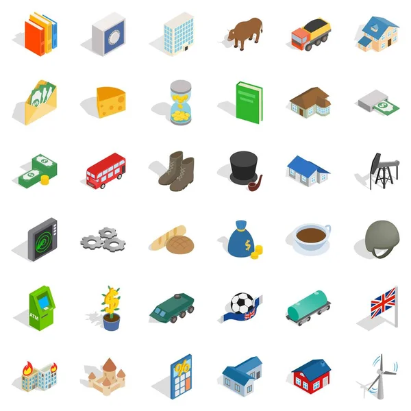 Para birimi simgeleri seti, izometrik stili