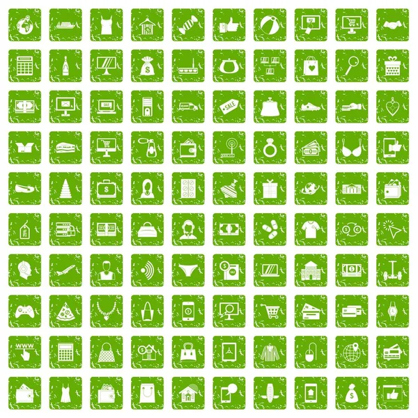 100 online alışveriş simgeleri grunge yeşil ayarla