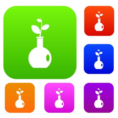 Bir vazo ayarla renk koleksiyonunda bitki