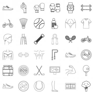 Diyet Icons set, anahat stili