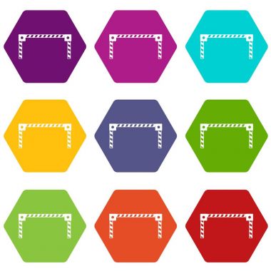 Renk altı yüzlü bariyer Icon set