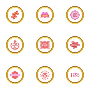 Anne gün Icons set, karikatür tarzı