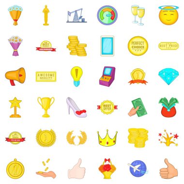 Değerli taş Icons set, karikatür tarzı