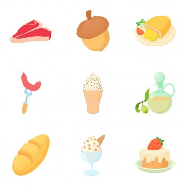 Dondurma Dükkanı Icons set, karikatür tarzı