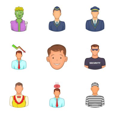Vücut bulma Icons set, karikatür tarzı