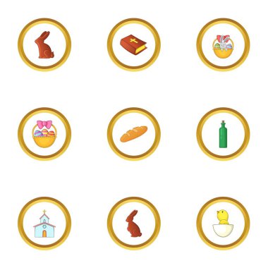 Paskalya günü simgeler ayarla, tarzı çizgi film