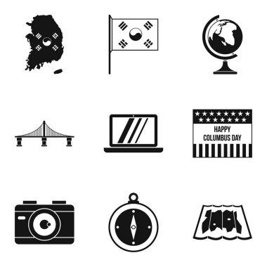 Dünya noktası Icons set, basit tarzı