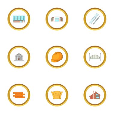 Mimari öğesi Icons set, karikatür tarzı