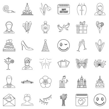 Ayakkabı Icons set, anahat stili