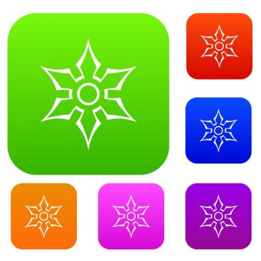 Ninja shuriken yıldız silah renk koleksiyonu ayarla