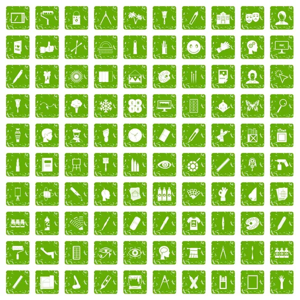 100 boya simgeler grunge yeşil ayarla