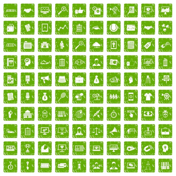 100 ortaklık simgeler grunge yeşil ayarla