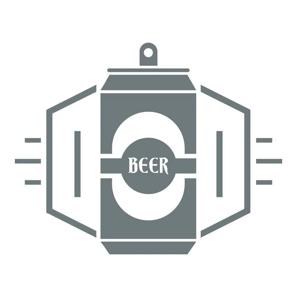 Kan bier logo, eenvoudige grijze stijl — Stockvector