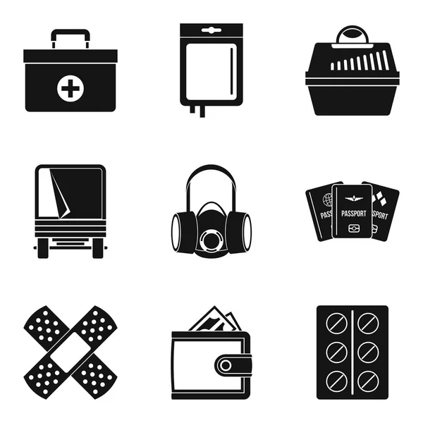 Case icons set, simple style — Stock Vector