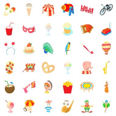 Tatil Icons set, karikatür tarzı