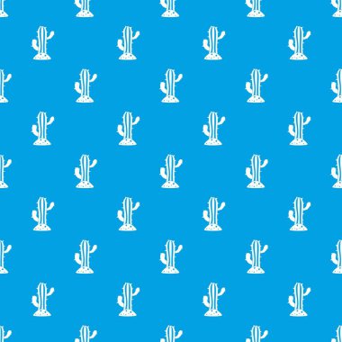 Kaktüs desen kesintisiz mavi