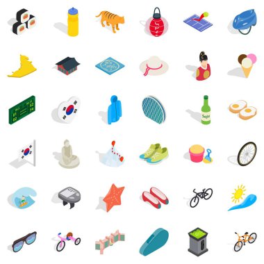 Aktif yaşam Icons set, izometrik stili